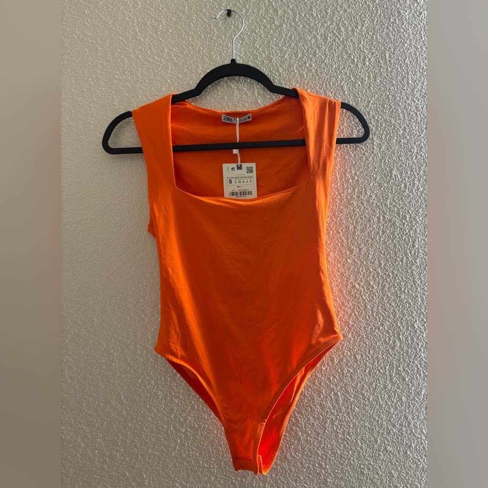 Zara Bright Orange Bodysuit Size S